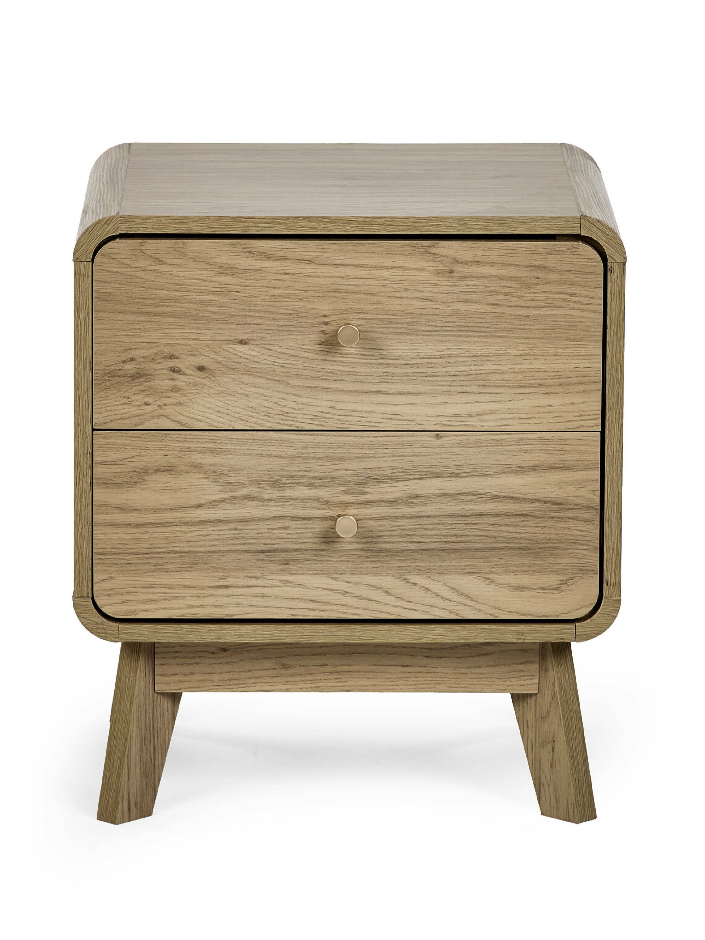 Boswell Oak Wood Bedside Table | 2 Drawers